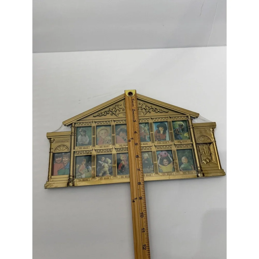 Vintage Gold Schoolhouse Plasti K-12 School Years Multi Photo Collage Frame New
